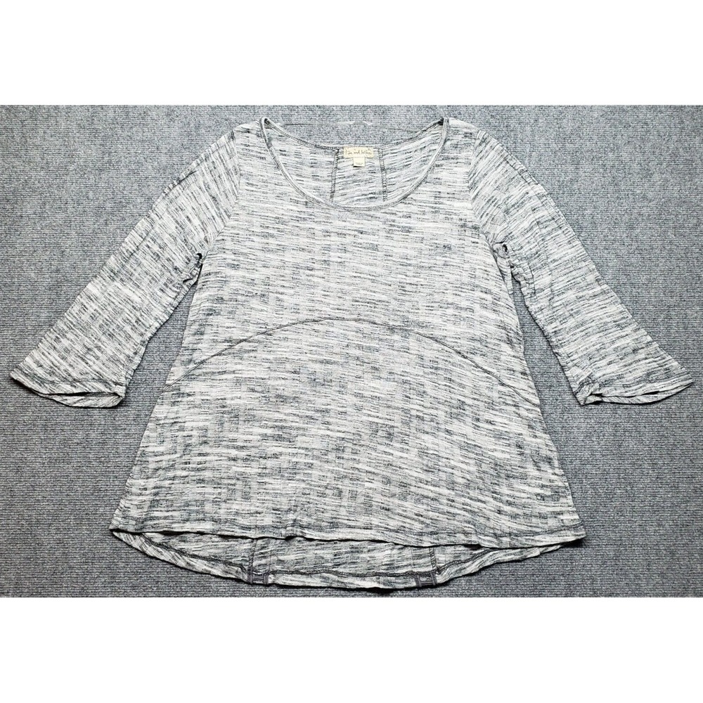 Live & Let Live Sweater Womens XL Gray Round Neck 3/4 Sleeve Lace Up Back